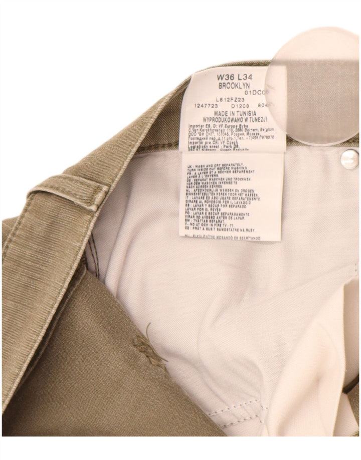 LEE Herre Brooklyn Straight Jeans W36 L31 Khaki Bomuld