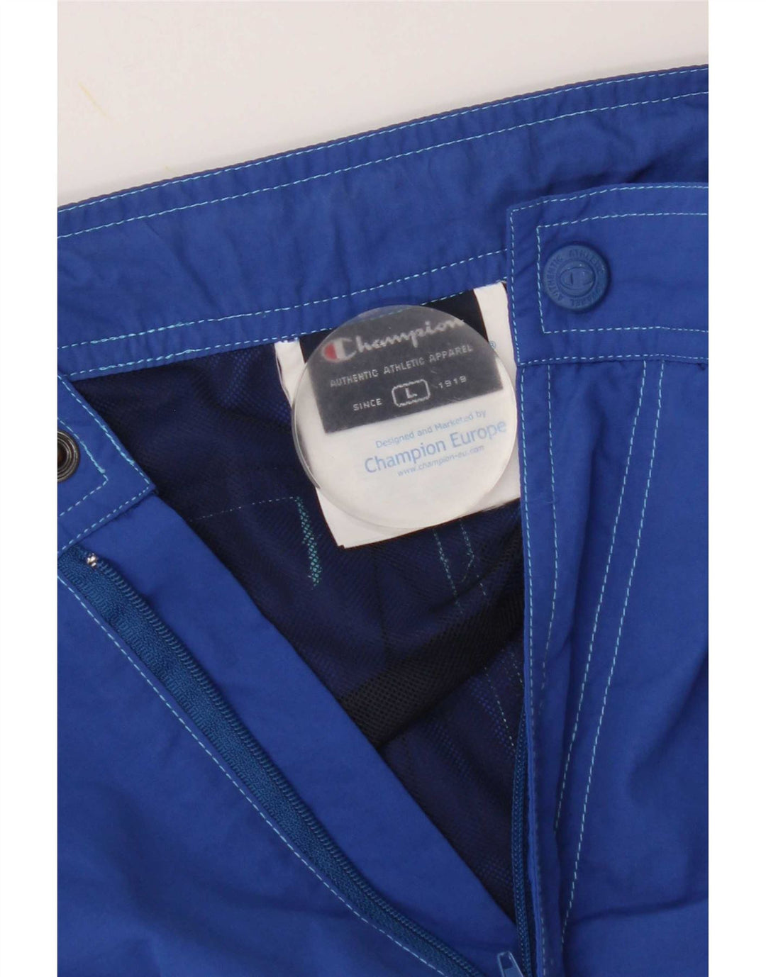 Champion Herre grafiske svømmeshorts Large Blue Colourblock Nylon