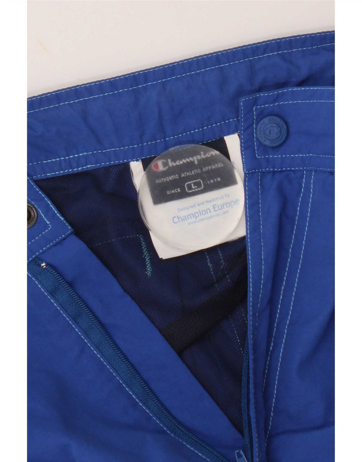 Champion Herre grafiske svømmeshorts Large Blue Colourblock Nylon