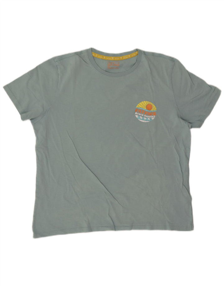 Fat Face Herre grafisk T-shirt Top XL turkis bomuld