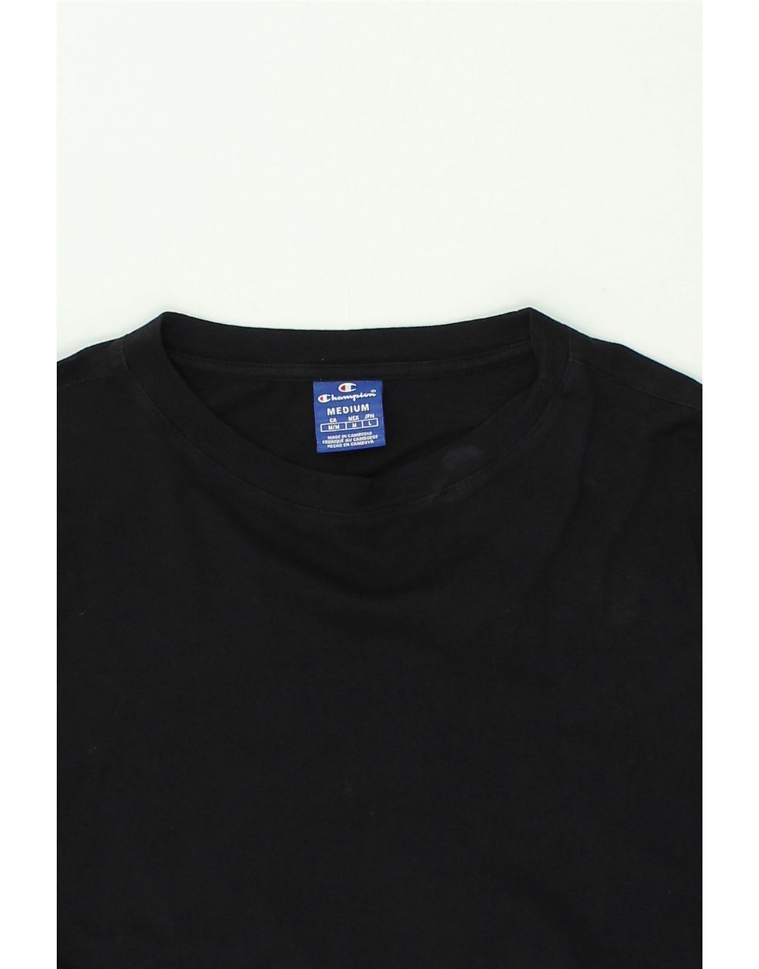 CHAMPION Dame Grafisk Crop Sweatshirt Jumper UK 14 Medium Sort Bomuld