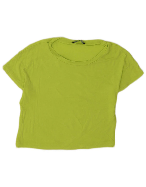 Zara Womens Crop T-Shirt Top UK 8 Small Green