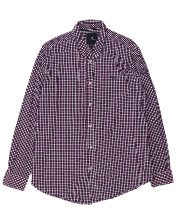 Crew Clothing Mens Slim Fit Shirt Large Purple Gingham Cotton