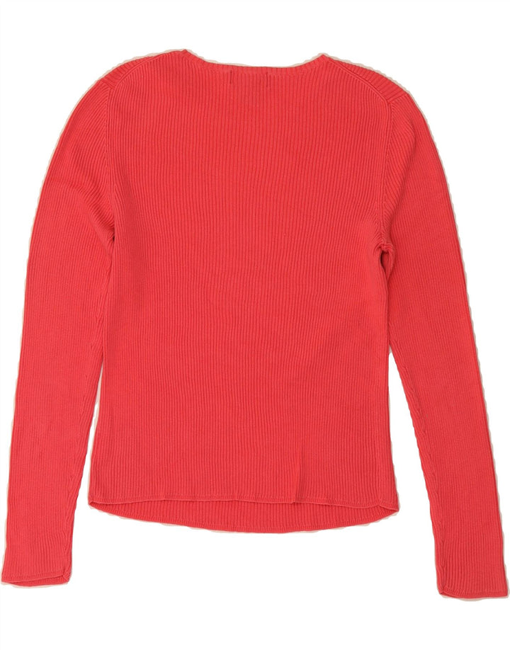 EDDIE BAUER Womens Boat Neck Jumper Sweater UK 12 Medium Red Cotton Vintage Eddie Bauer and Second-Hand Eddie Bauer from Messina Hembry 