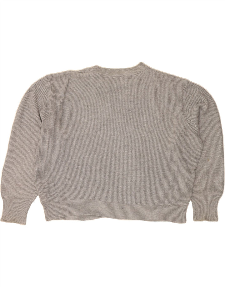 MARKS & SPENCER Womens Oversized Boat Neck Jumper Sweater UK 14 Large Grey Vintage Marks & Spencer and Second-Hand Marks & Spencer from Messina Hembry 