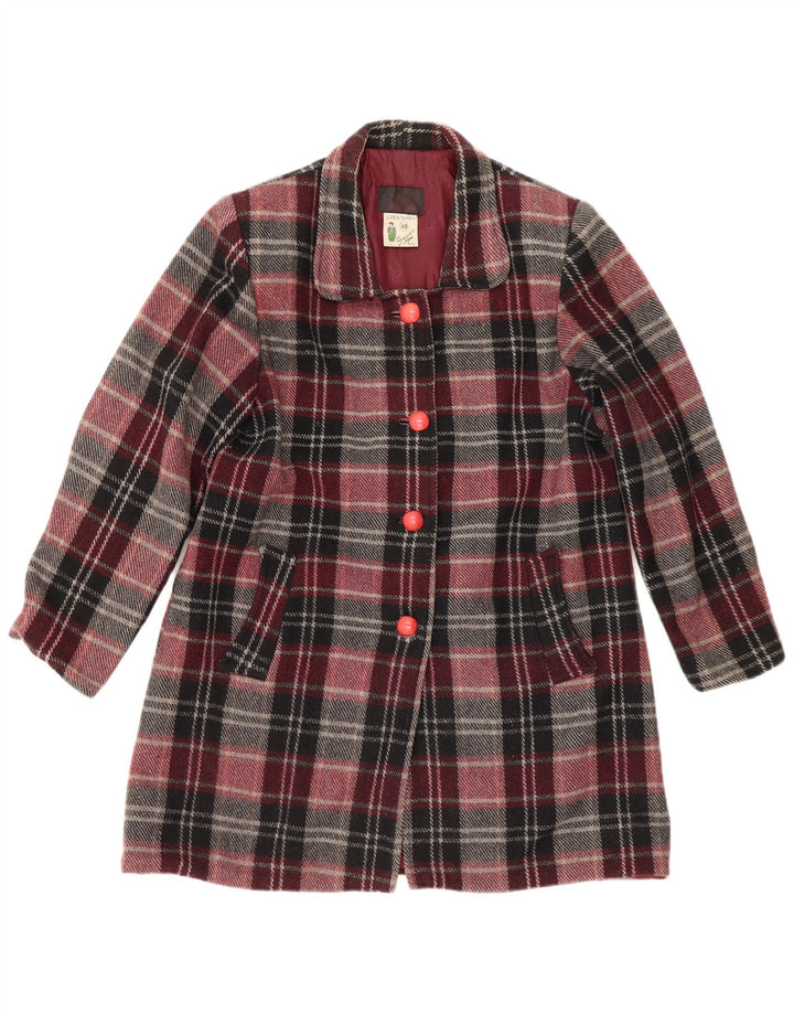 Vintage dameoverfrakke IT 48 XL Burgund ternet uld