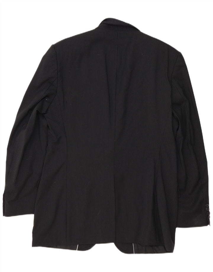 Hugo Boss Herre 2-knaps blazerjakke EU 54 2XL sort nålestribet jomfruuld