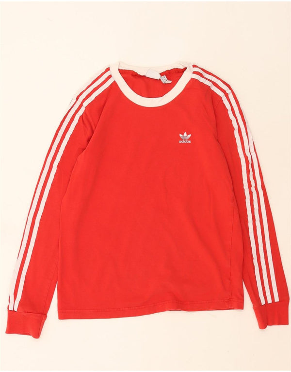 Adidas Womens Top Long Sleeve UK 12 Medium Red Cotton