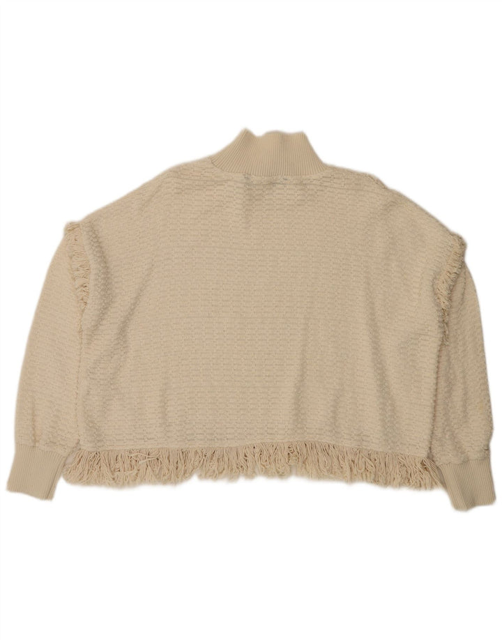 Zara Dame Crop Turtle Neck Jumper Sweater UK 14 Medium Off White