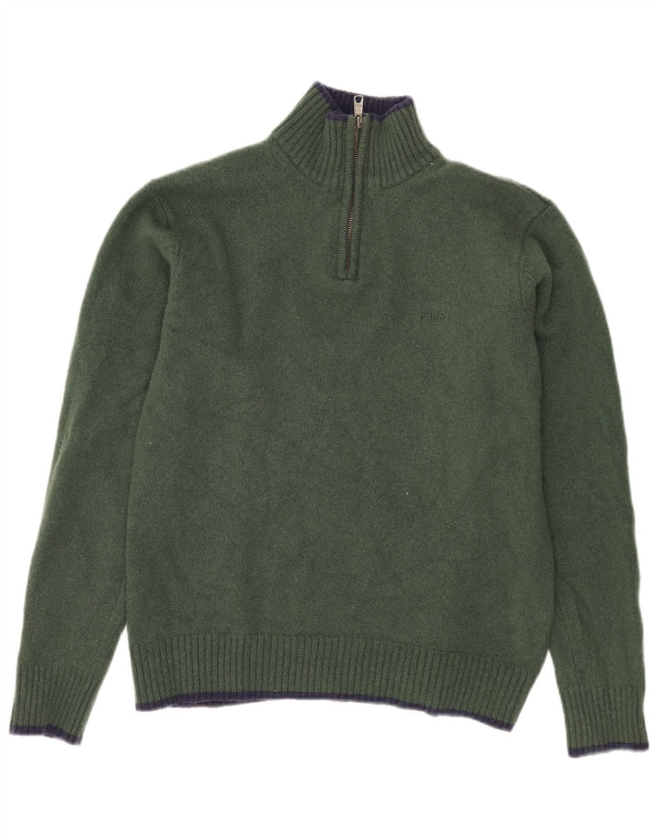 FILA sweater med lynlås til kvinder UK 18 XL Khaki lammeuld