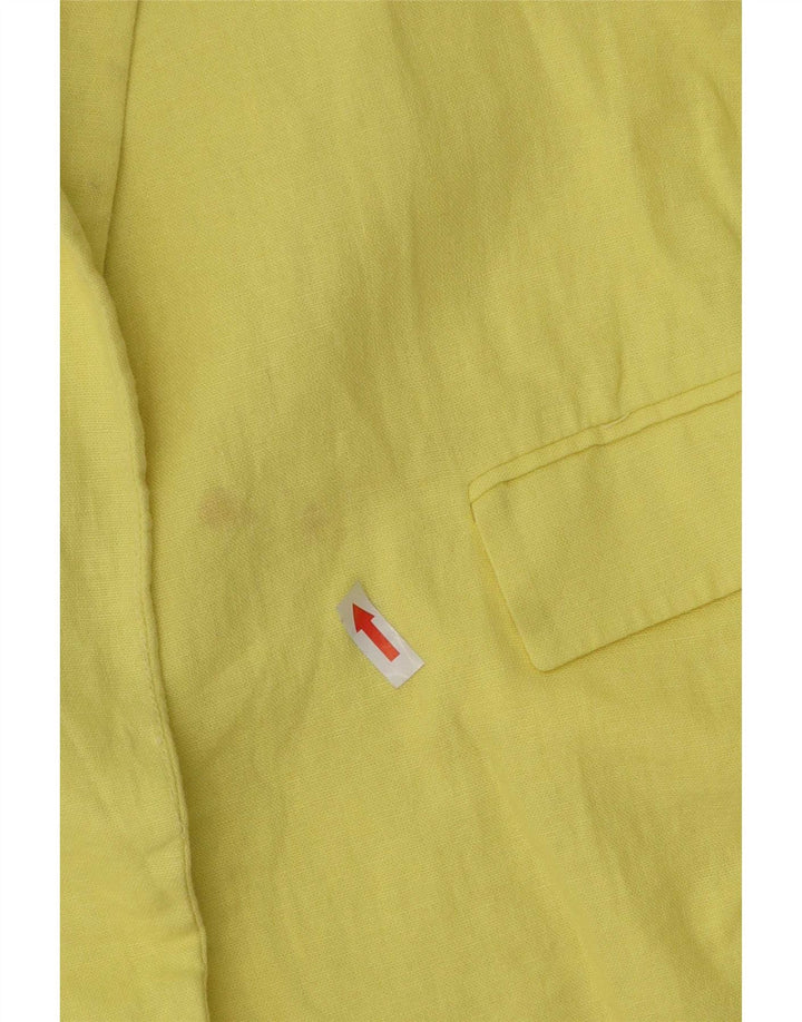 Zara Dame 3/4 ærmet åben blazerjakke UK 16 Large Yellow Acetate