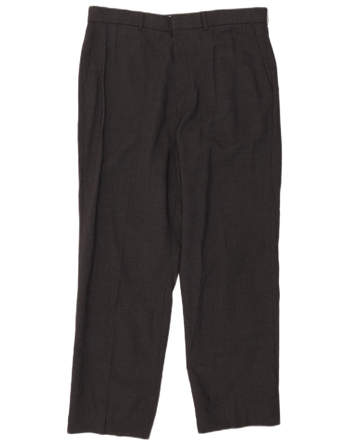 Marks & Spencer Herre Pegged Suit Bukser W34 L29 Grå nålestribet polyester