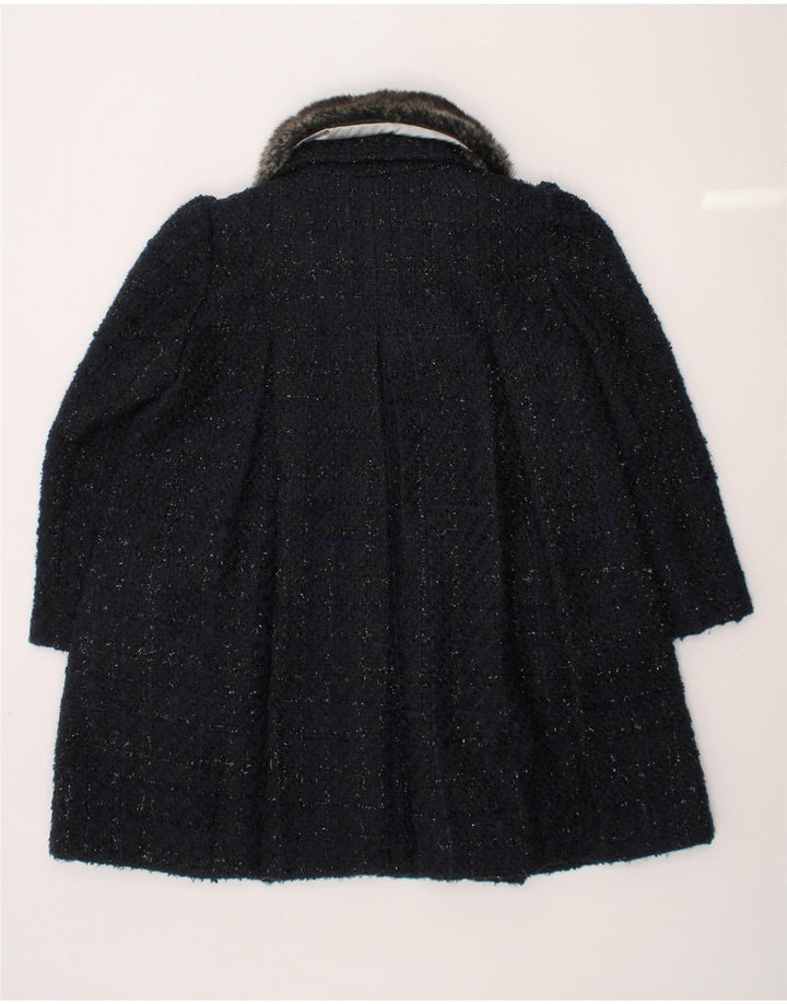 MONSOON Girls Overcoat 5-6 Years Navy Blue Flecked Polyamide