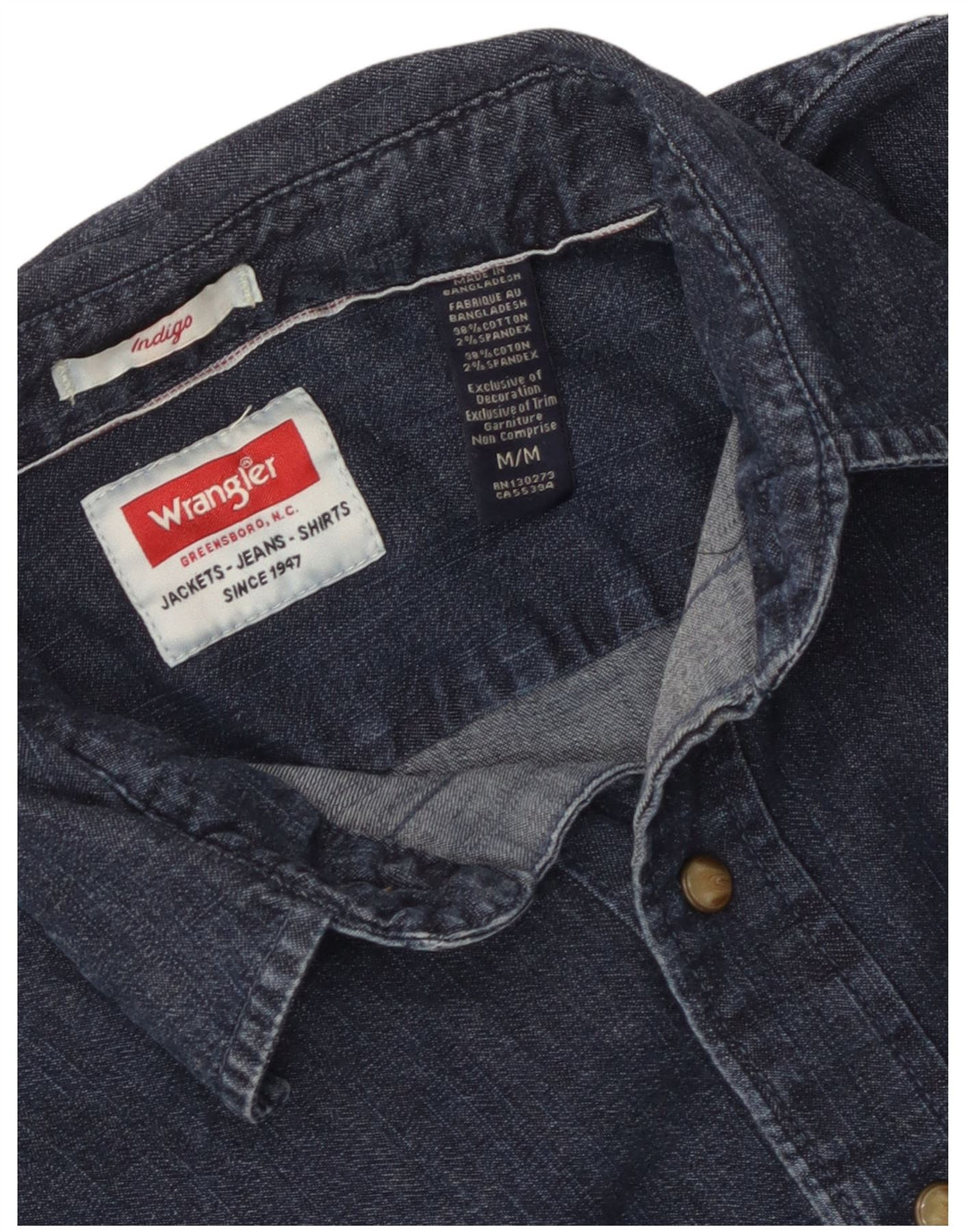 Wrangler Herre Indigo denimskjorte Medium Navyblå Bomuld