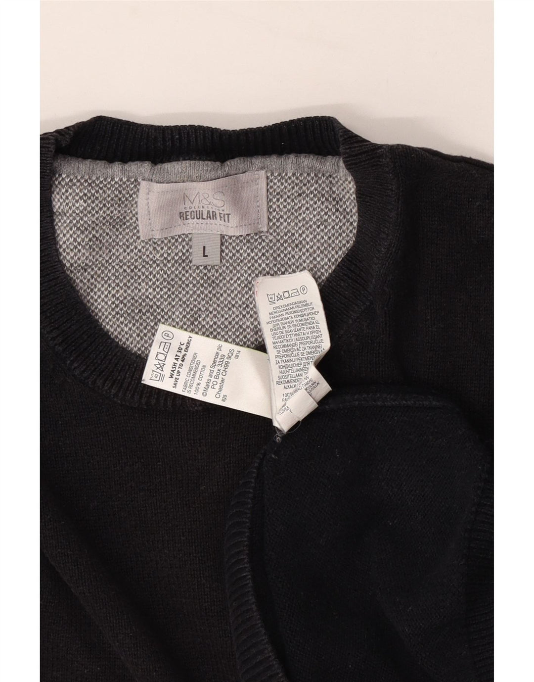 Marks & Spencer Herre Regular Fit Crew Neck trøje Sweater Large Navy Blue