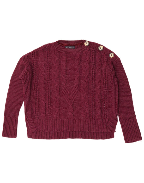 Marks & Spencer Womens Crew Neck Jumper Sweater UK 14 Medium Maroon