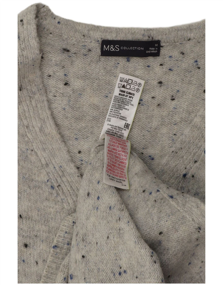 Marks & Spencer Dame V-hals sweater UK 14 Medium Grey Flecked