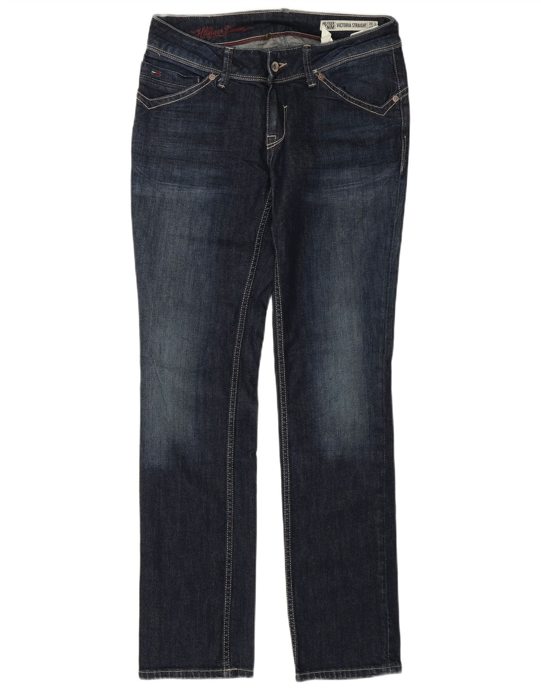 TOMMY HILFIGER Dame Victoria Straight Jeans W29 L32 Blå Bomuld