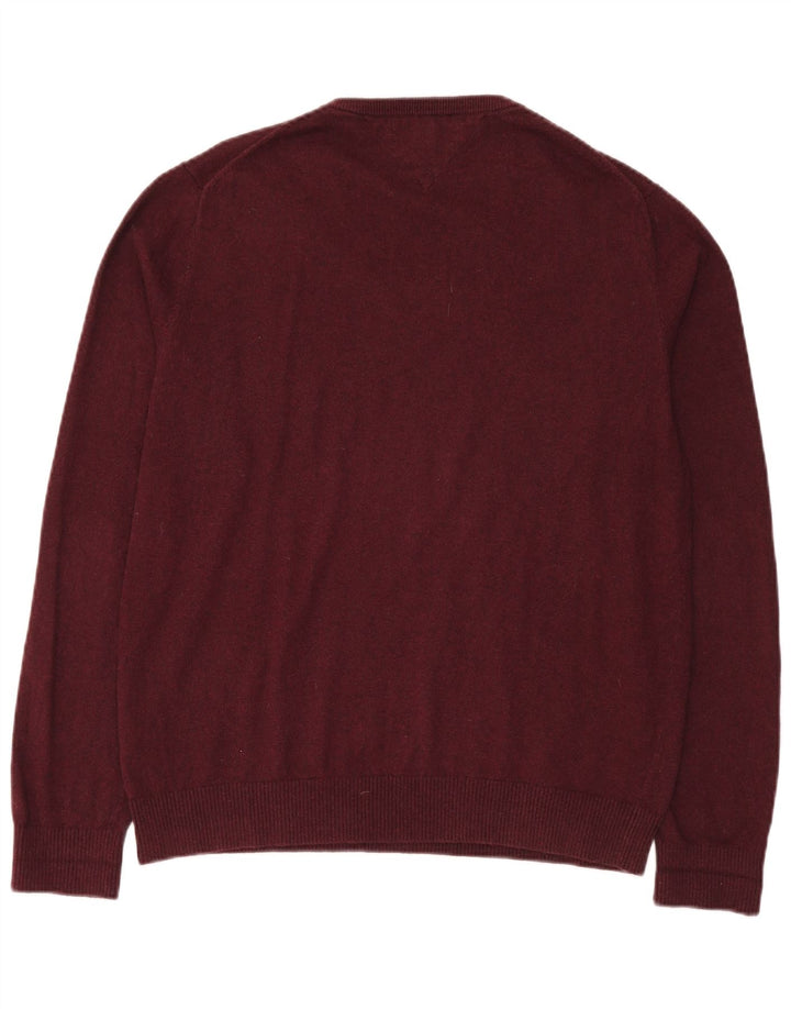 Tommy Hilfiger Herre V-hals sweater XL rødbrun bomuld