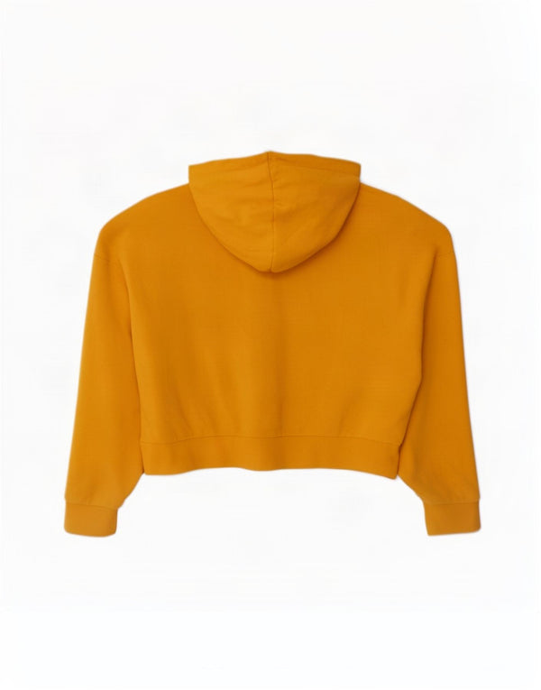 Puma Dame Crop Hættetrøje Sweater UK 14 Medium Gul Bomuld