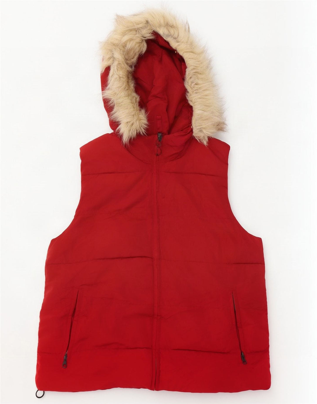 Gap Dame Hætte Polstret Gilet UK 14 Medium Rød Polyester