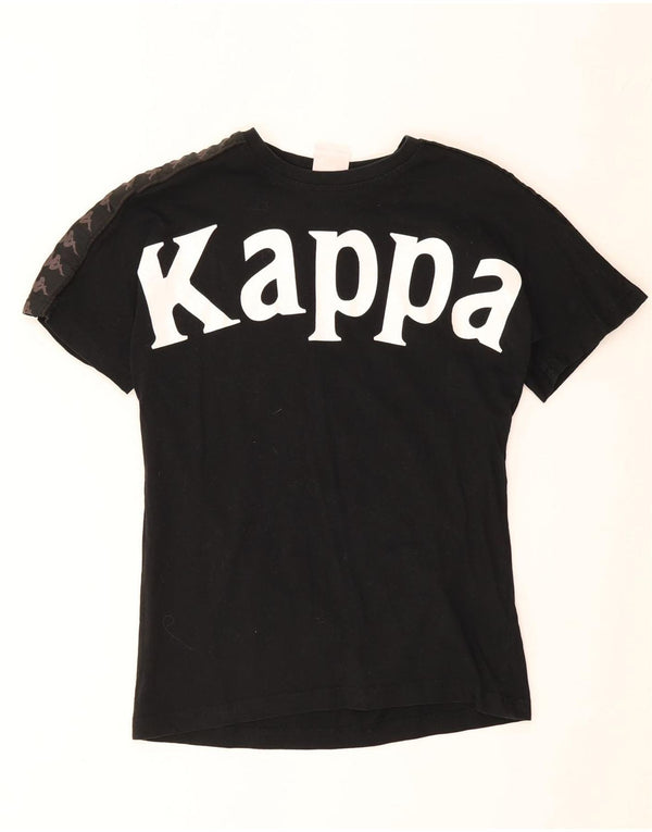 Kappa Kvinders Grafiske T-shirt Top UK 10 Small Sort Bomuld