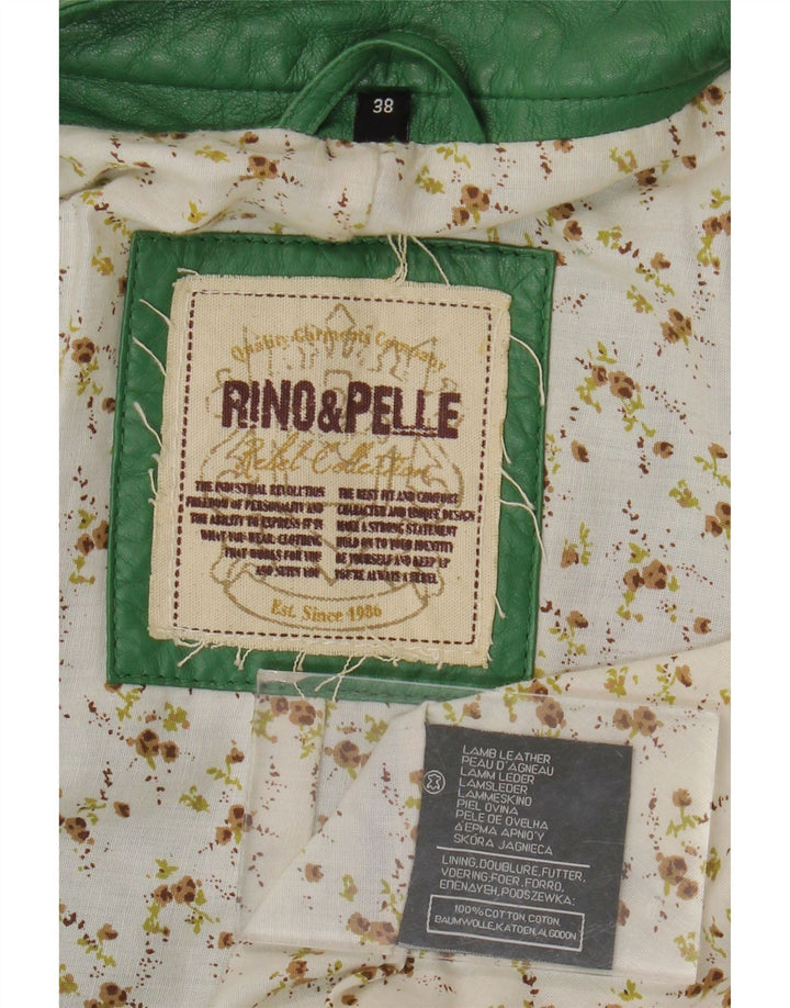 Rino & Pelle Dame Crop Læderjakke EU 38 Medium Grønt Læder