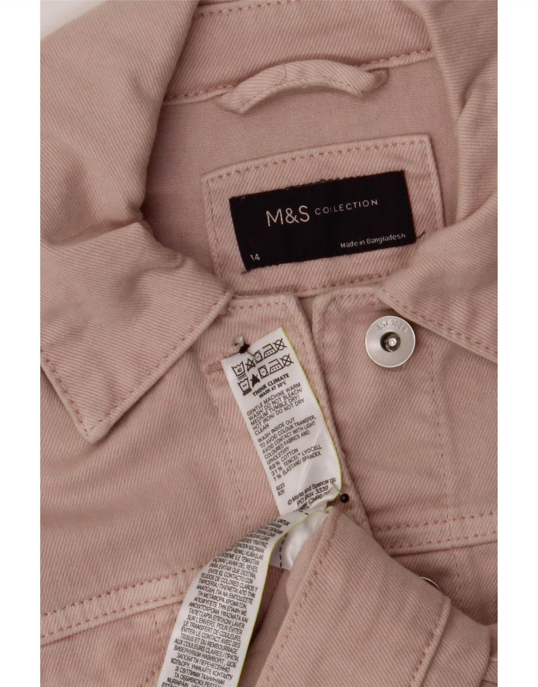 Marks & Spencer Dame denimjakke UK 14 Large Pink Bomuld