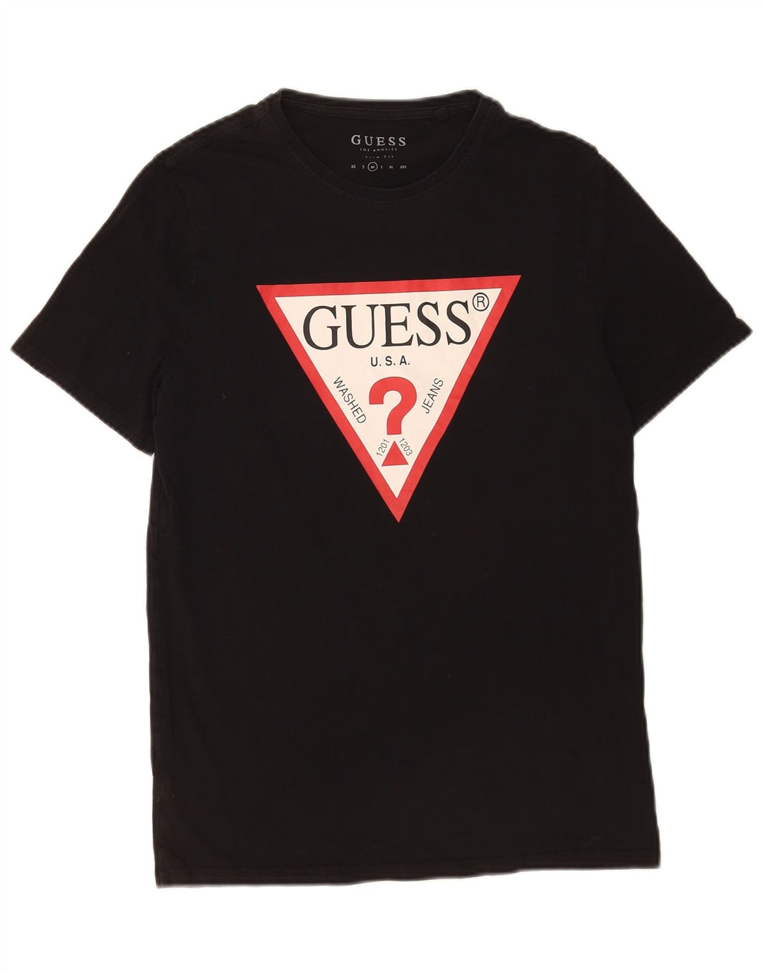 Guess Herre Slim Fit Grafisk T-Shirt Top Medium Sort Bomuld