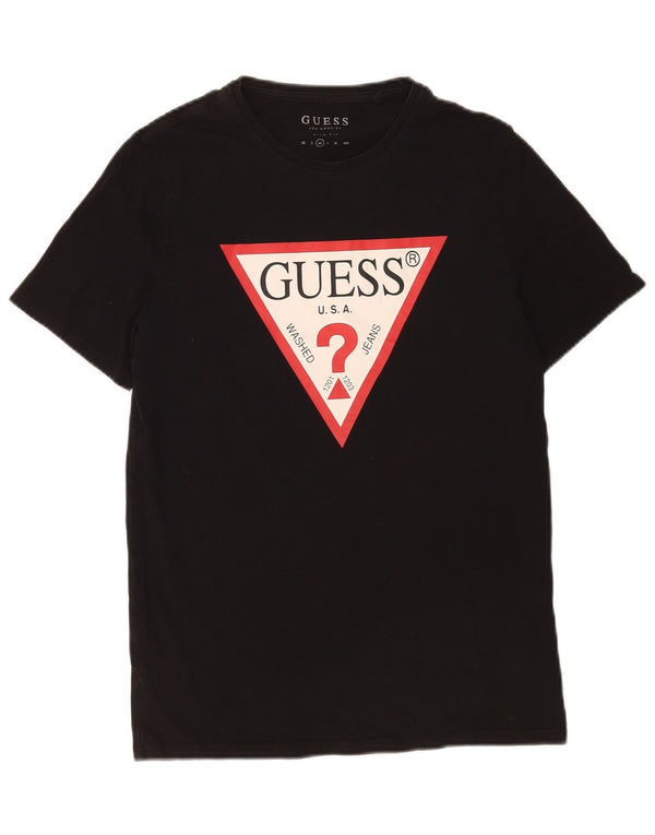 Guess Herre Slim Fit Grafisk T-Shirt Top Medium Sort Bomuld