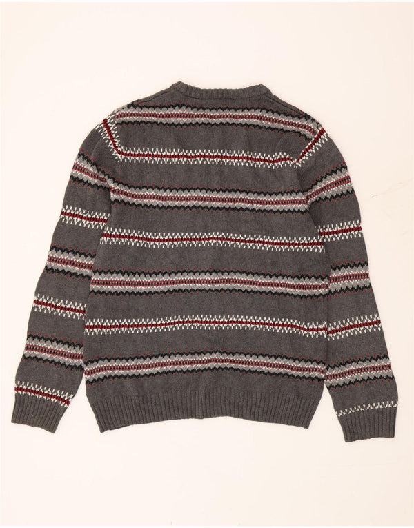 Chaps Herre Boat Neck Jumper Sweater Small Grey Fair Isle Bomuld