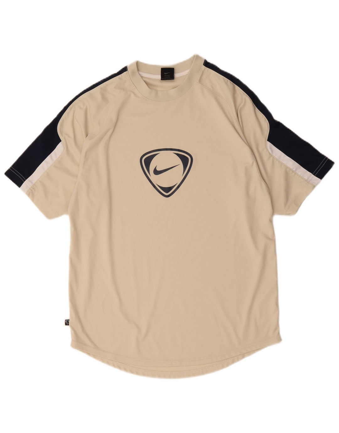 Nike T-shirt top til mænd UK 39/41 Medium Beige Colourblock Polyester