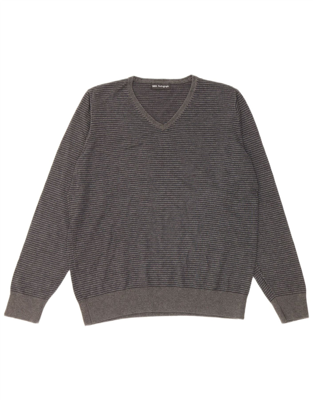 MARKS & SPENCER Herre Autograph V-hals sweater Medium Grå nålestribe