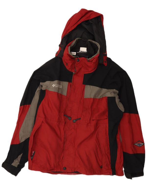 Columbia Mens Omni-Tech Windbreaker Jacket UK 40 Large Red Colourblock