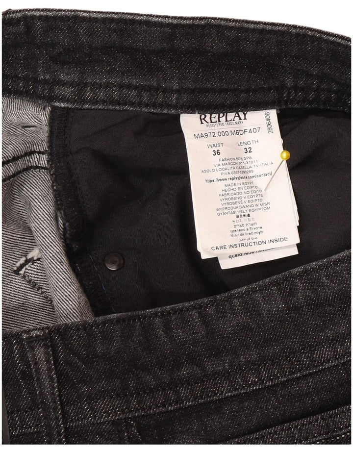 Replay Herre Grover Straight Jeans W36 L32 Grå Bomuld