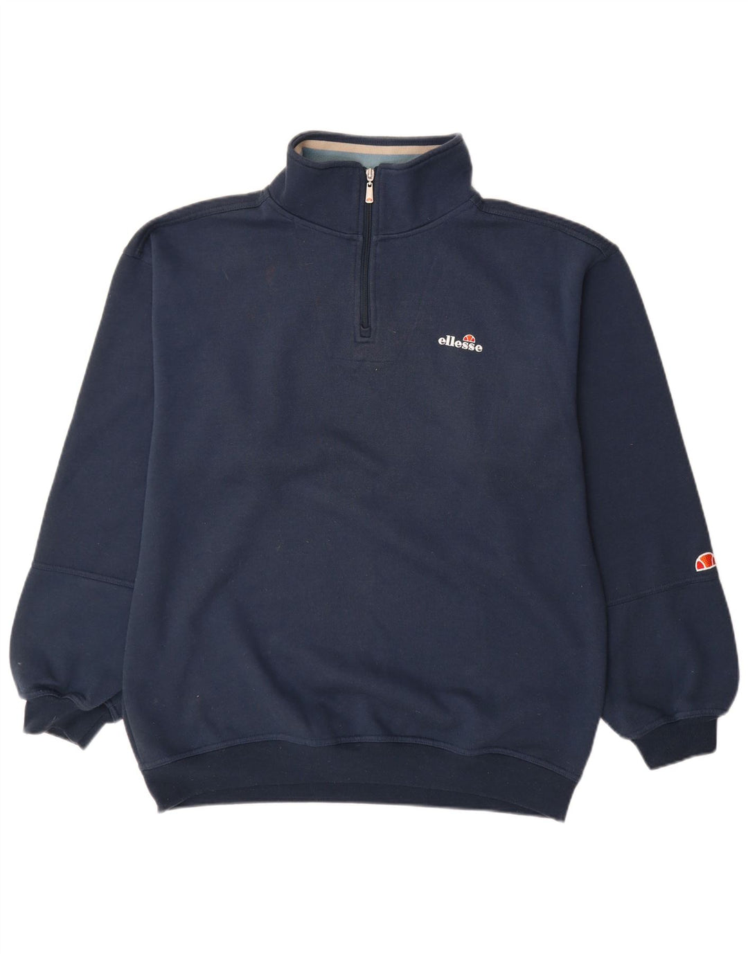 Ellesse Herre Zip Neck Sweatshirt Jumper Large Navy Blue Bomuld