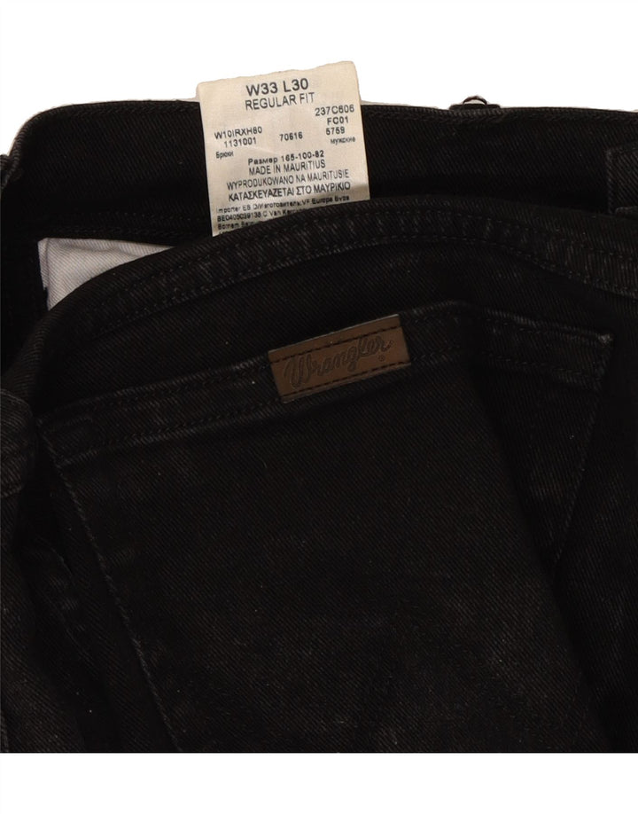 WRANGLER Mens Regular Fit Straight Jeans W33 L30 Black Cotton Vintage Wrangler and Second-Hand Wrangler from Messina Hembry 