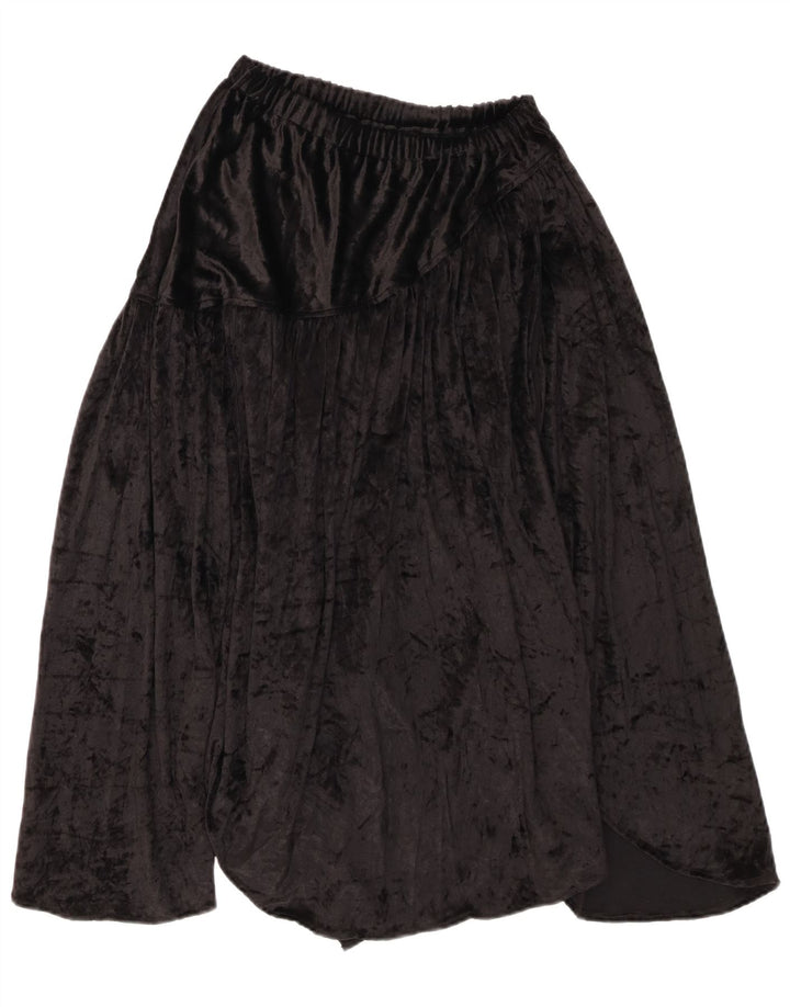 Vintage kvinders velour asymmetrisk nederdel W32 stort sort dyreprint