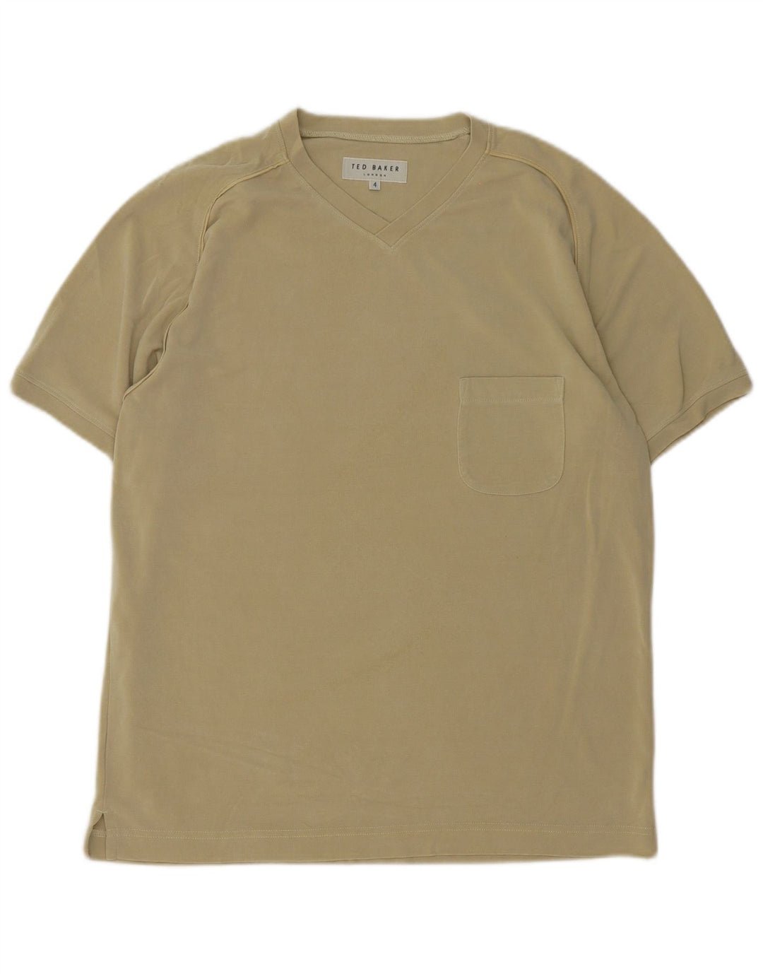 Ted Baker Herre T-Shirt Top Størrelse 4 Stor Khaki Bomuld