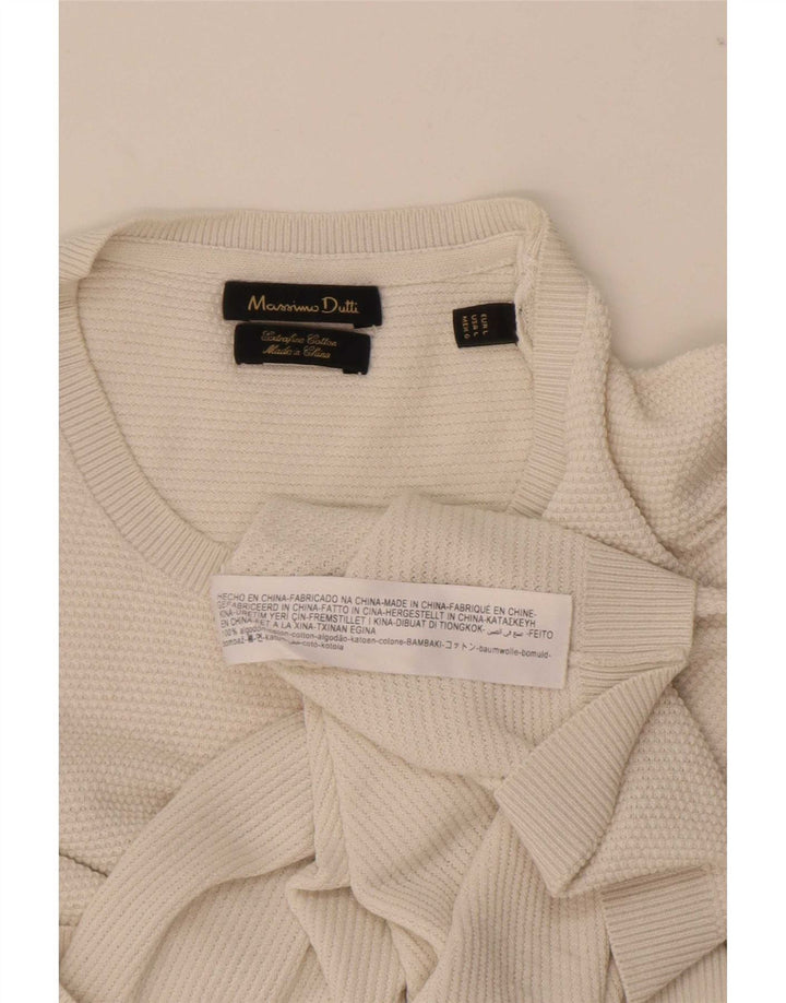 Massimo Dutti Herre Kortærmet Crew Neck Jumper Sweater Stor Beige Bomuld