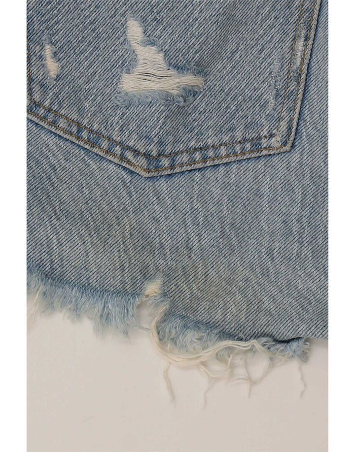 Zara Womens Distressed Denim Shorts EU 40 Medium W30 Blue Cotton