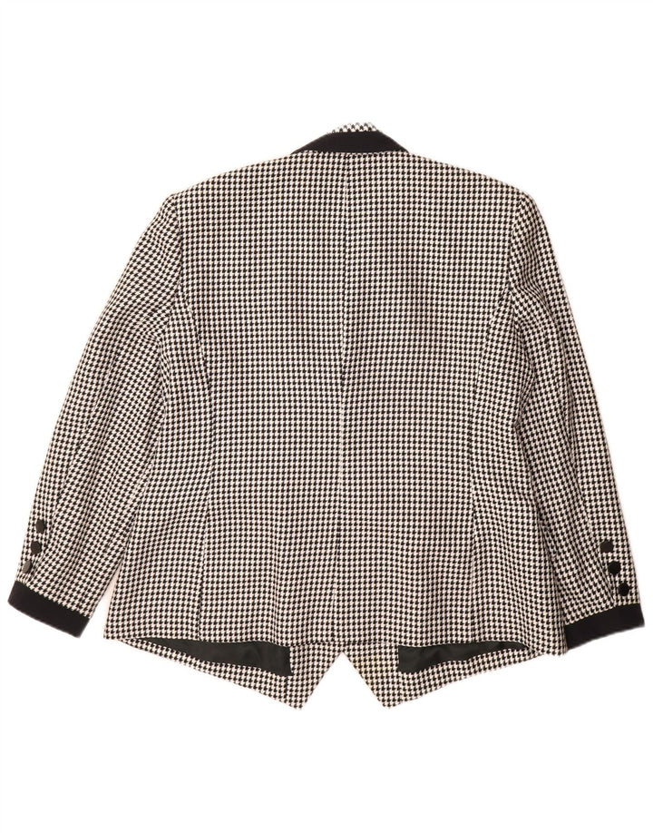 Hardob Dame Dobbeltradet Blazer Jacket UK 20 2XL Sort Houndstooth