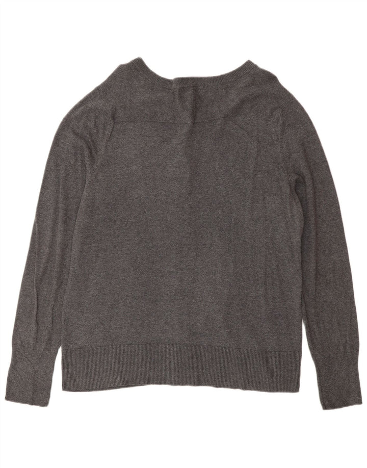 EDDIE BAUER Dame Cardigan Sweater UK 16 Stor Grå Bomuld