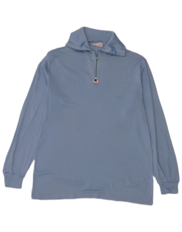 Vintage Herre 1/4 Zip Top Langærmet XL Blå