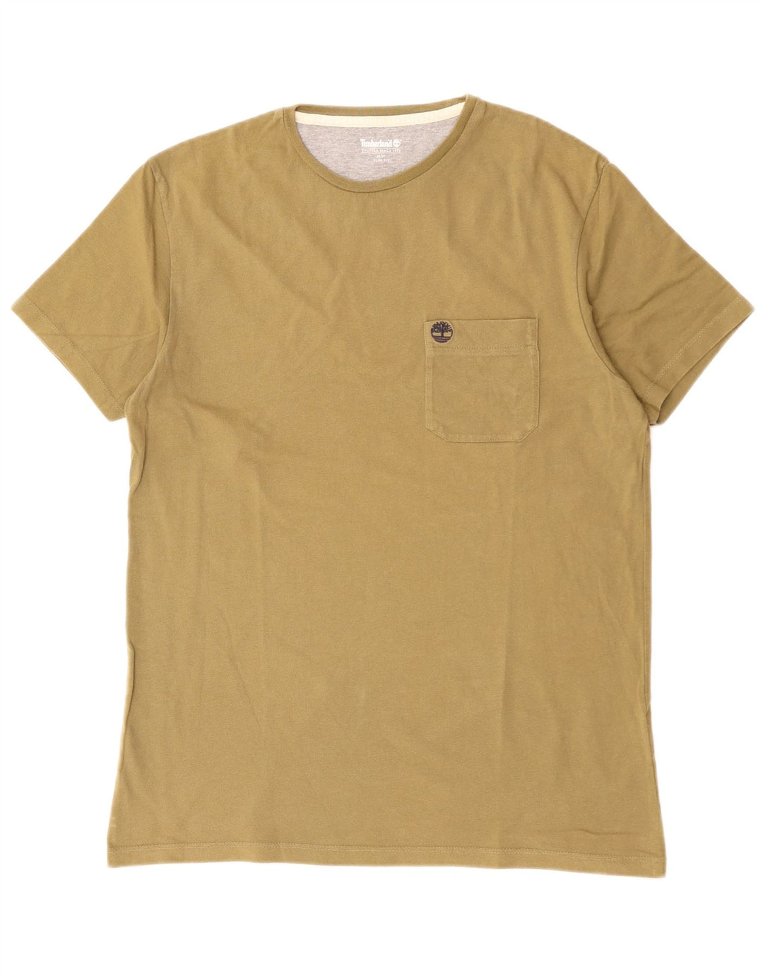 TIMBERLAND Herre Slim Fit T-Shirt Top Medium Khaki Bomuld