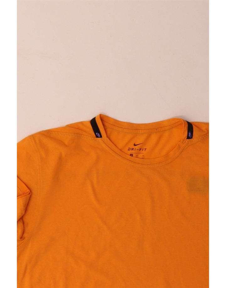 NIKE Herre Dri Fit T-shirt Top Medium Orange Bomuld