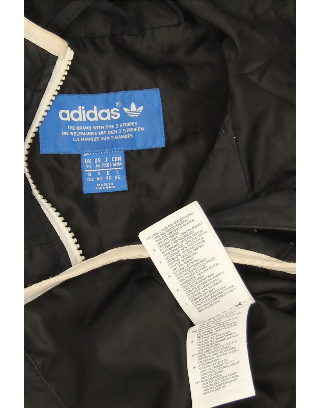 Adidas Polstret hættejakke til kvinder UK 14 Medium Sort Polyester