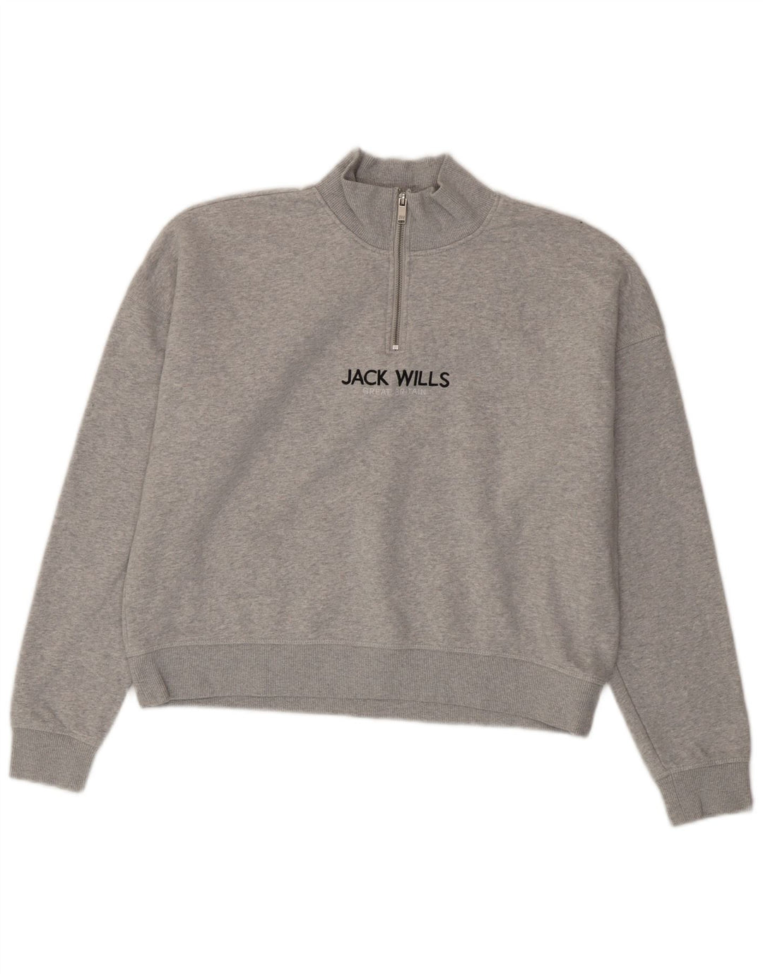 Jack Wills Dame Oversized Grafisk Sweatshirt Jumper UK 12 Medium Grå