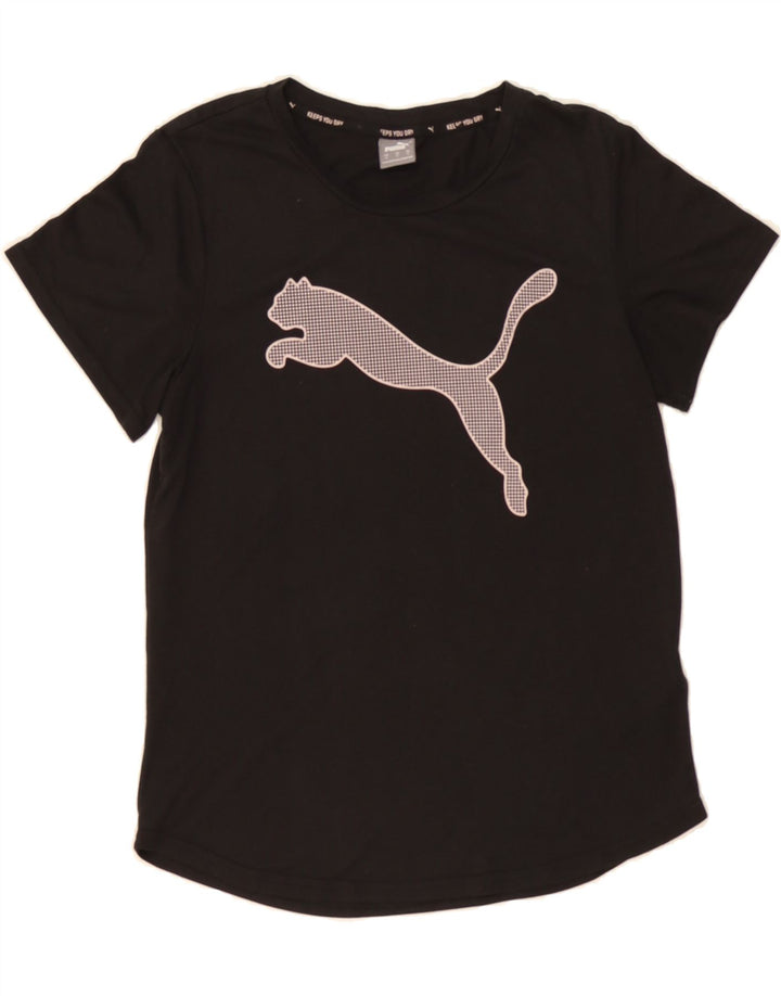 PUMA Womens Graphic T-Shirt Top UK 10 Small Black Polyester Vintage Puma and Second-Hand Puma from Messina Hembry 