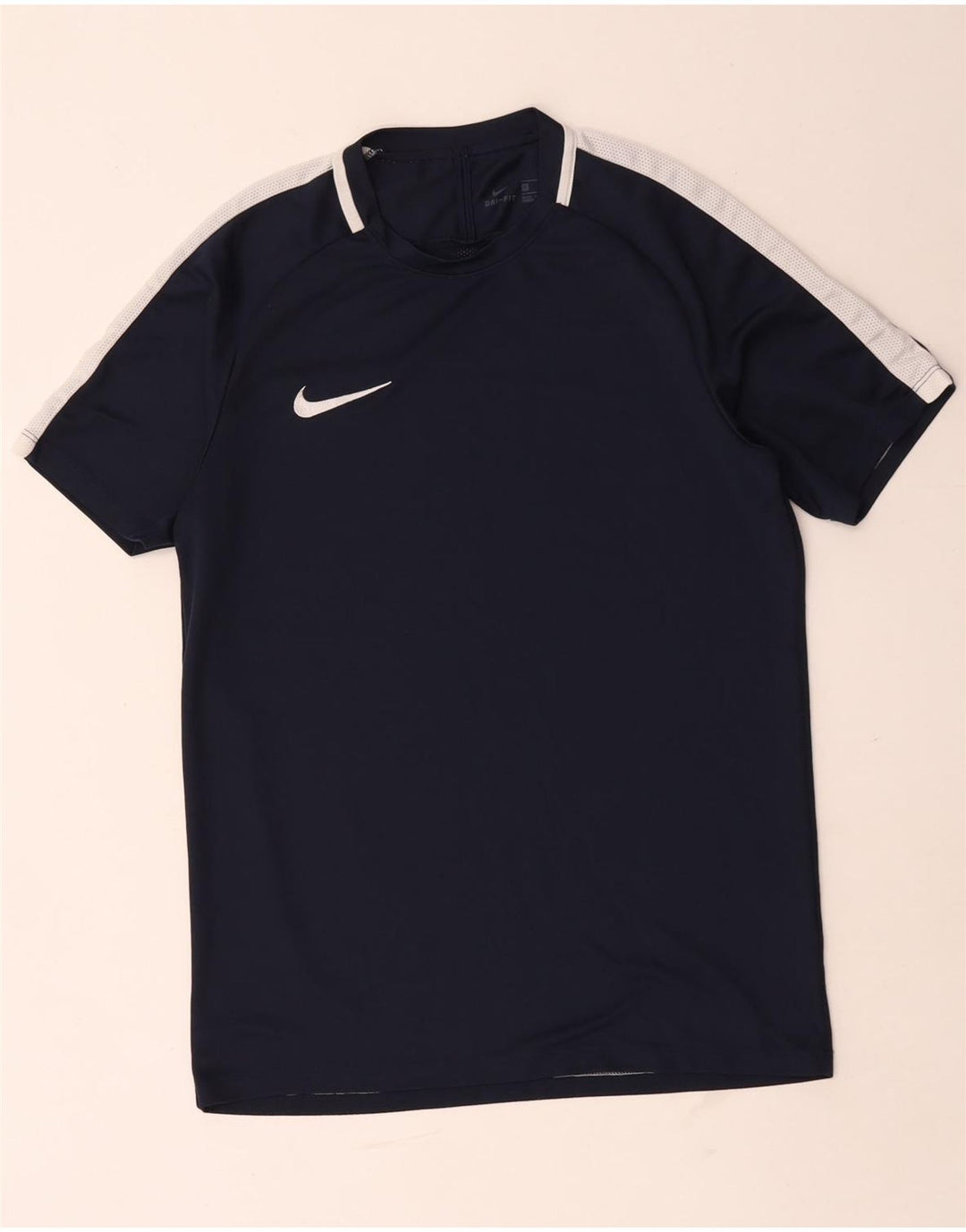 Nike Herre Dri Fit T-shirt Top Small Navy Blue Colourblock